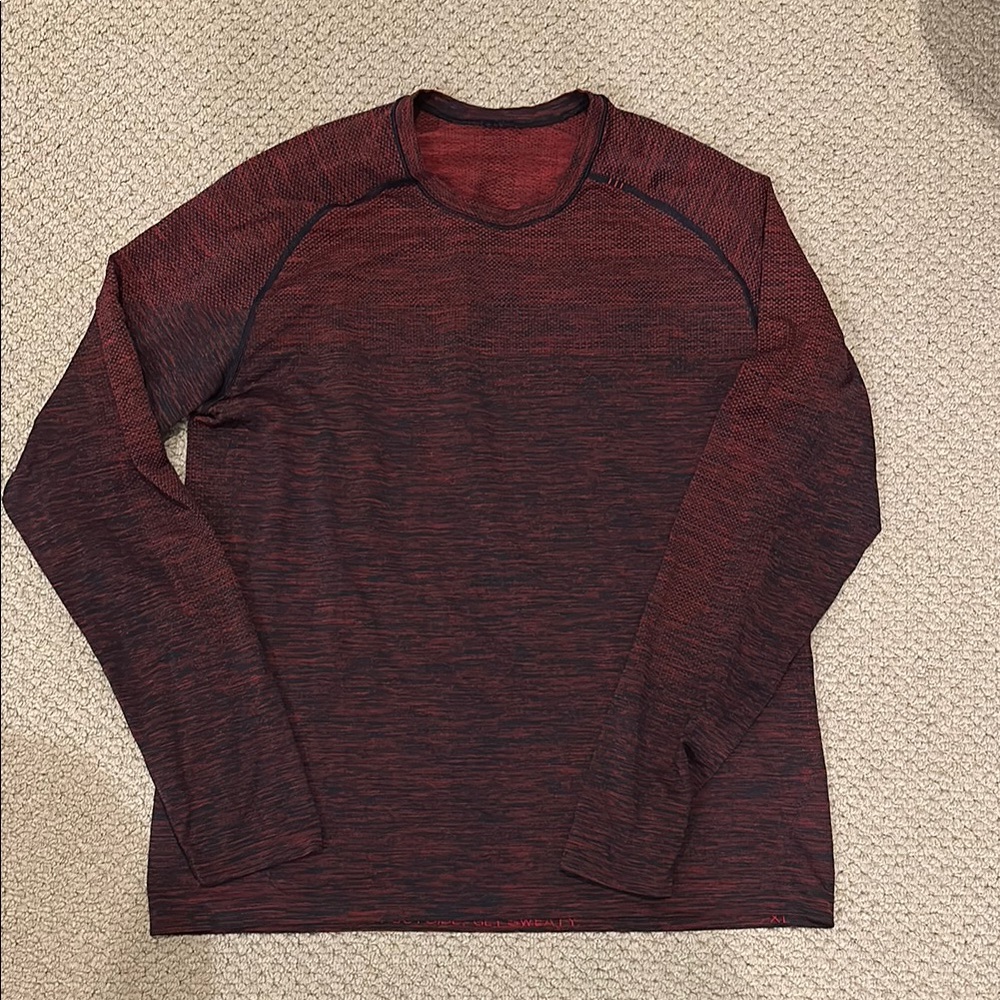 Lululemon Men's Red Long Sleeve Shirt